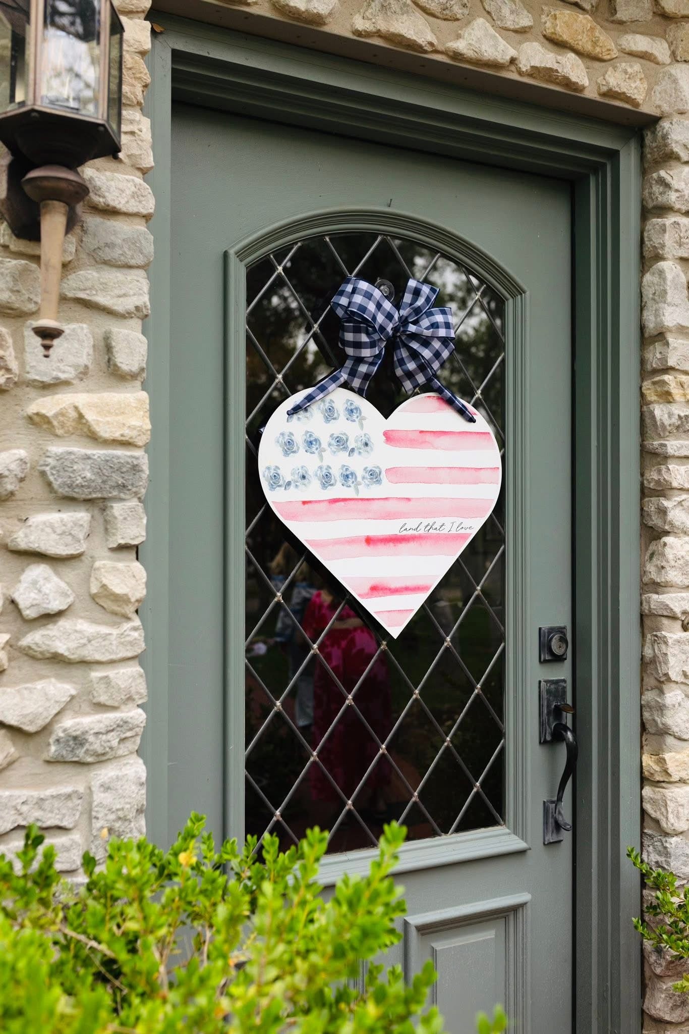 Heart Flag Watercolor Door Hanger