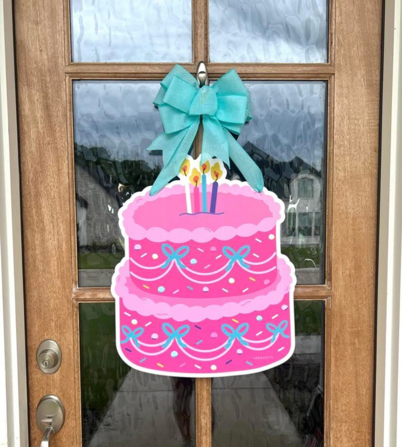 Pink Birthday Cake Door Hanger
