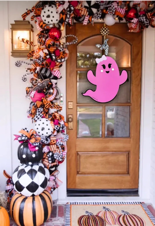 Pink Ghost Door Hanger