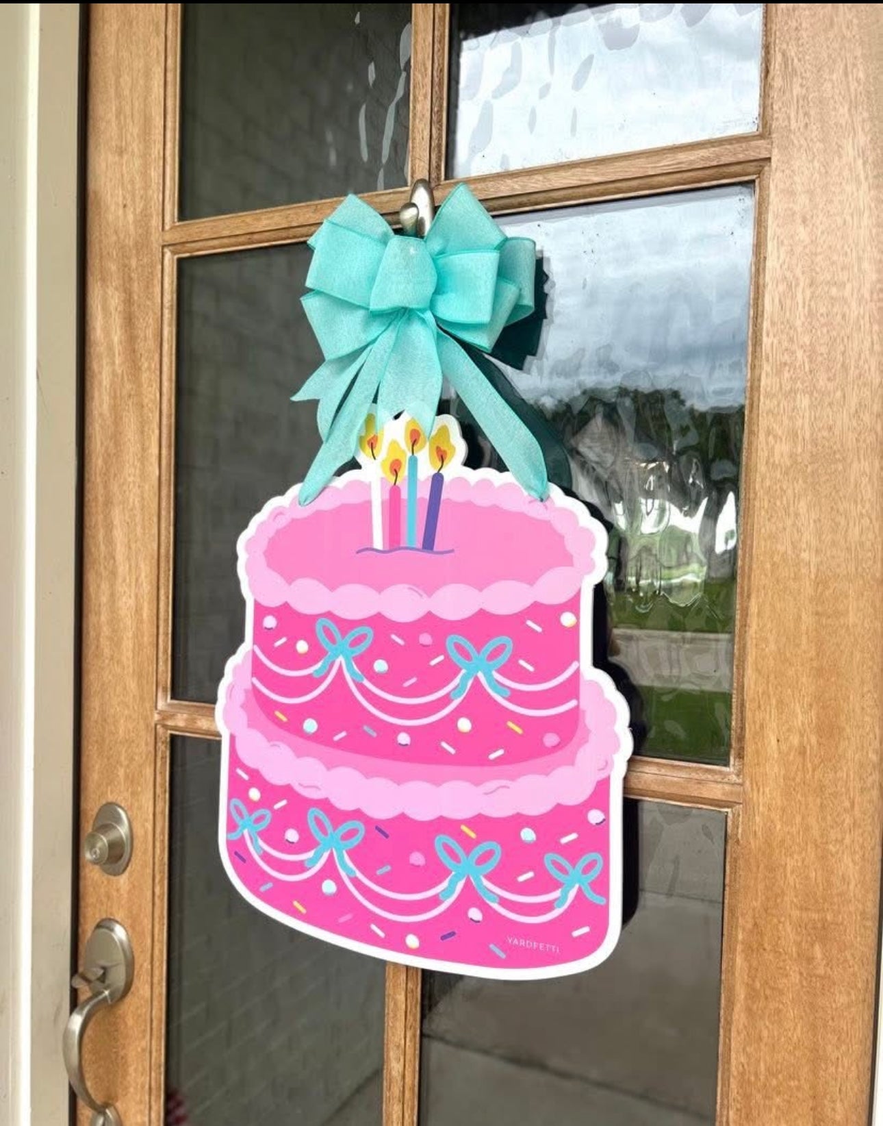 Pink Birthday Cake Door Hanger