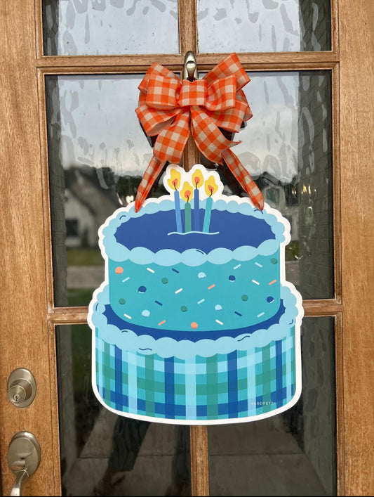 Blue Birthday Cake Door Hangers